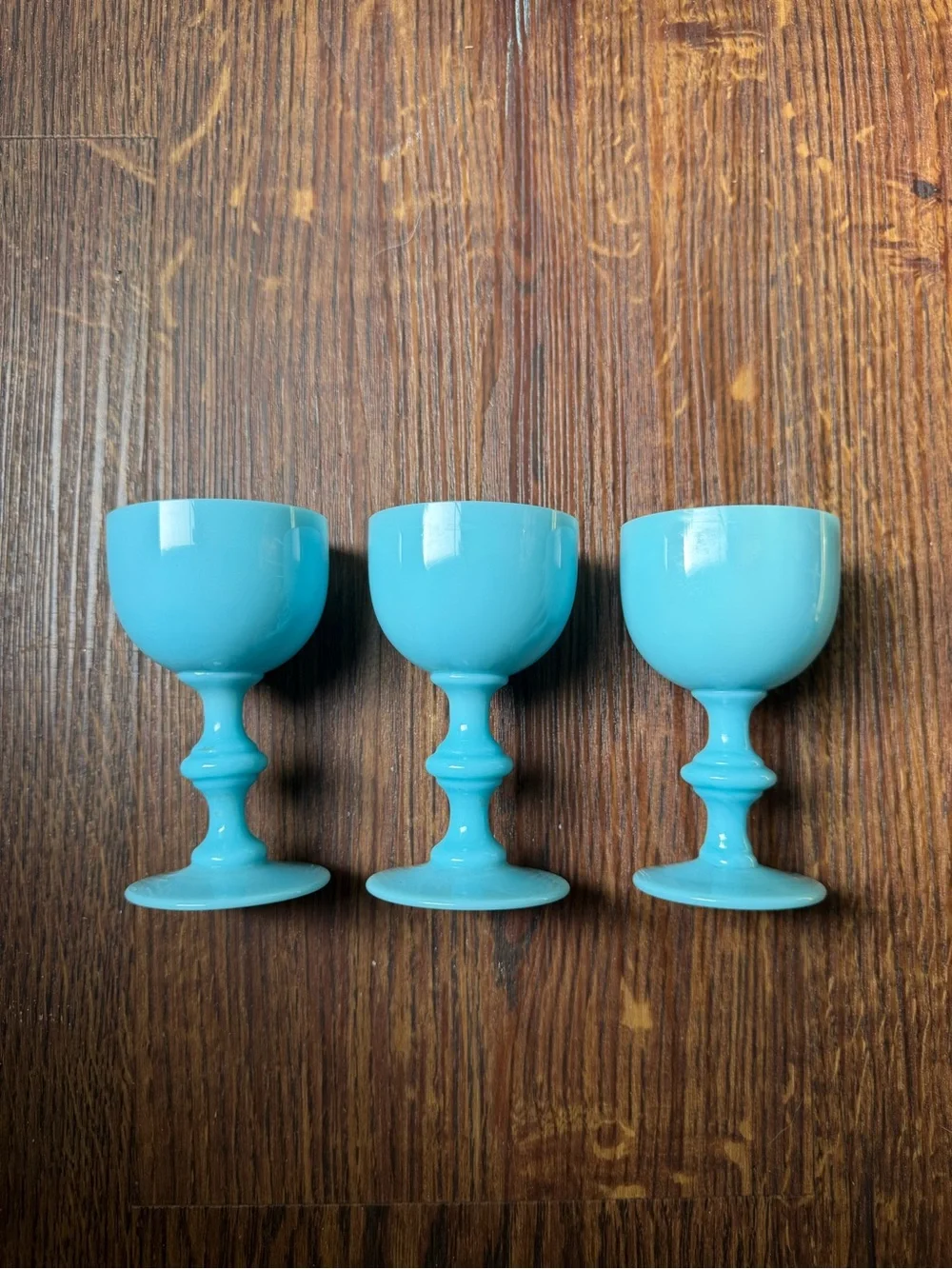 VINTAGE PORTIEUX VALLERYSTHAL BLUE OPALINE WINE GLASSES